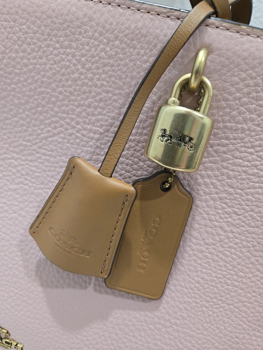 Coach Zoe Carryall 2 Way Pink and Tan Leather Satchel - Picture 3 of 13